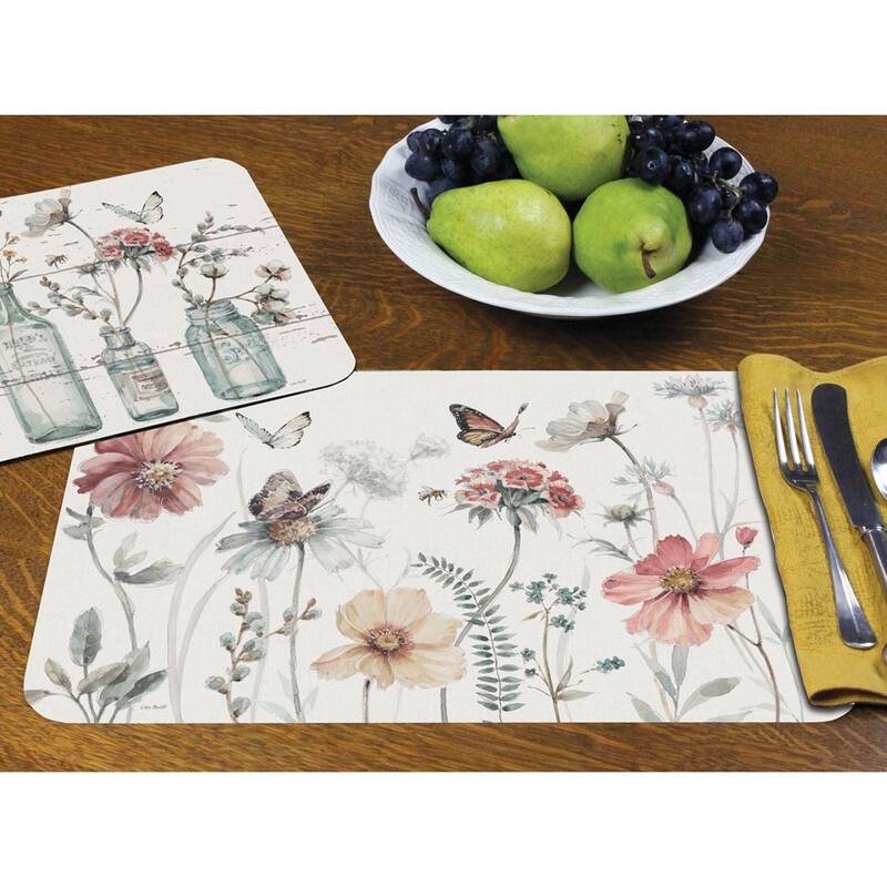 Reversible Wipe-clean Plastic Placemats Set of 4 - A Country Weekend