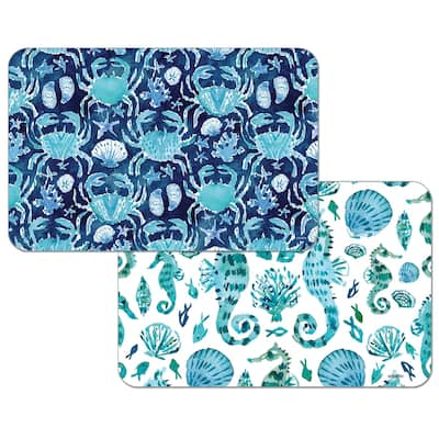 Reversible Wipe-clean Plastic Placemats Set of 4 - Ocean Fantasy