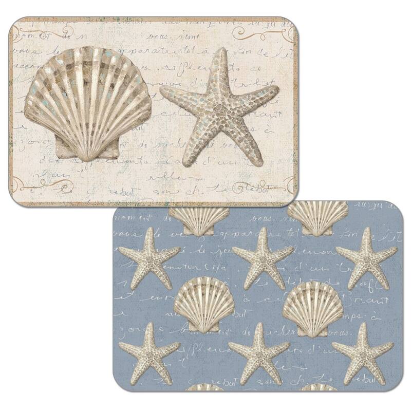 Reversible Wipe-clean Plastic Placemats Set of 4 - Coastal Beauty