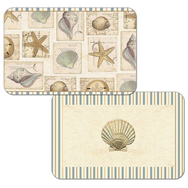 Reversible Wipeclean Plastic Placemats Set of 4 Shell Collage Bed