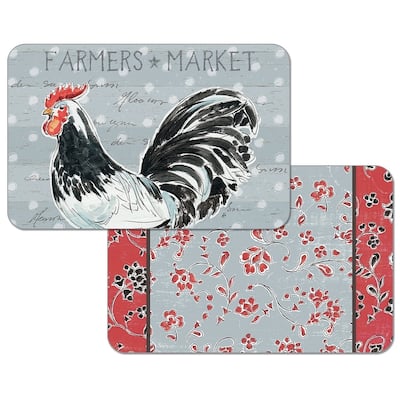 Reversible Wipe-clean Plastic Placemats Set of 4 - Rooster Call