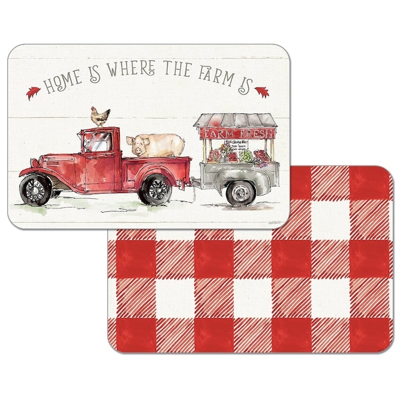 Reversible Wipe-clean Plastic Placemats Set of 4 - Country Life