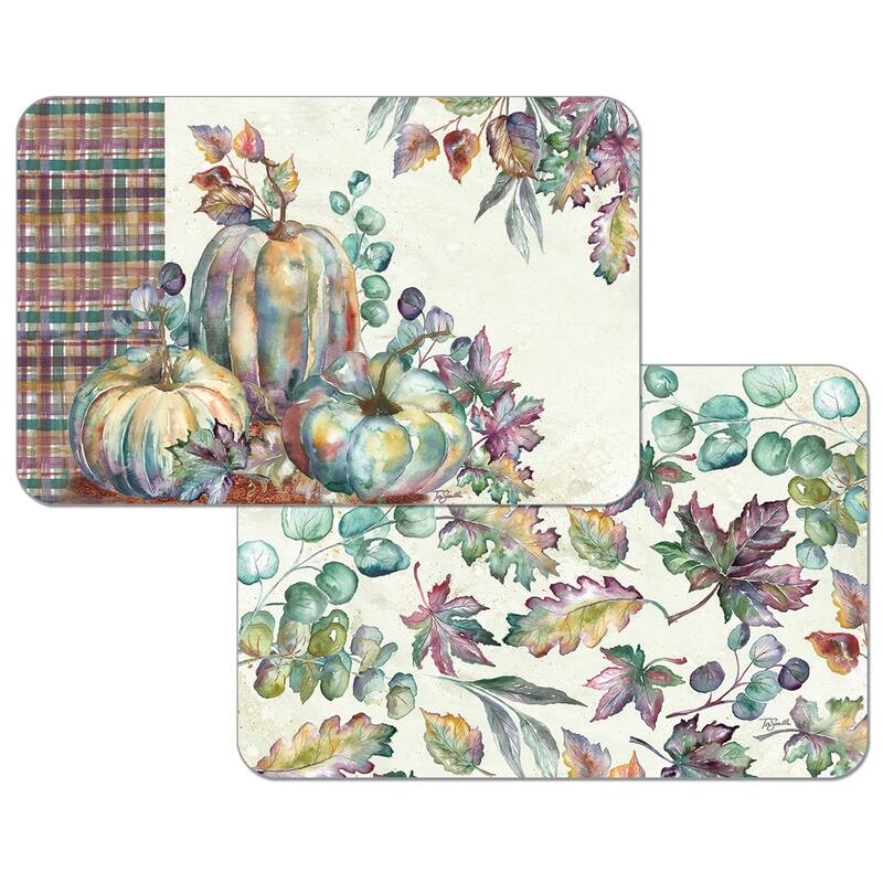 Reversible Wipeclean Plastic Placemats Set of 4 Autumn Jewels Bed