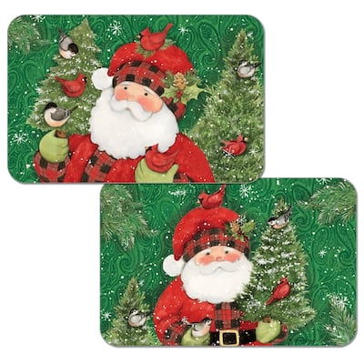 Reversible Wipe-clean Plastic Placemats Set of 4 - Paisley Santa
