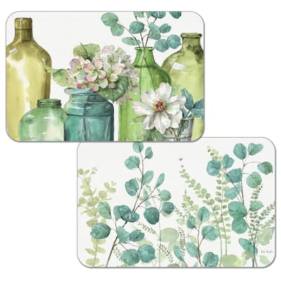 Reversible Wipe-clean Plastic Placemats Set of 4 - Greenery