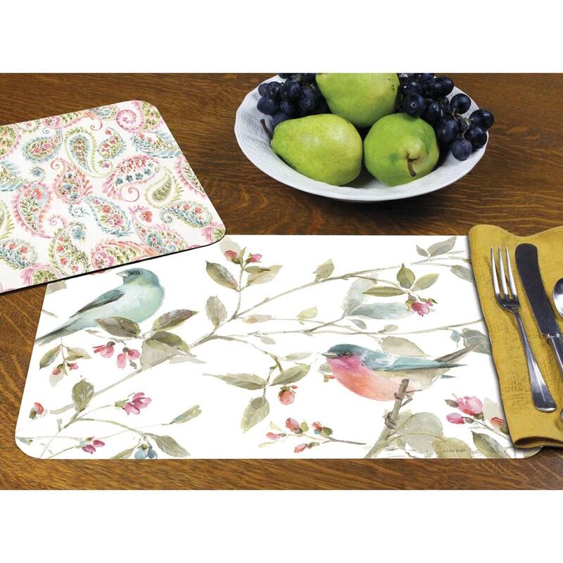 Reversible Wipe-clean Plastic Placemats Set of 4 - Beautiful Romance