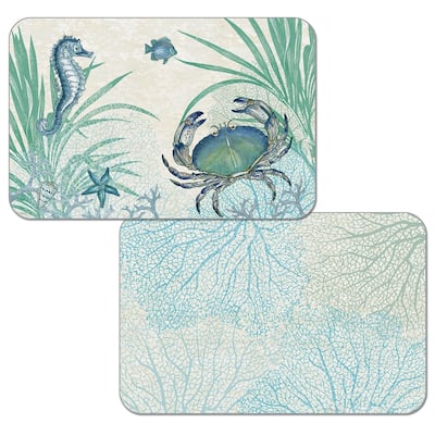 Reversible Wipe-clean Plastic Placemats Set of 4 - Oceana