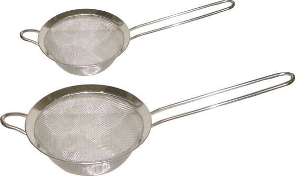 Stainless Steel Strainers with Handle (Set of 2) - Silver