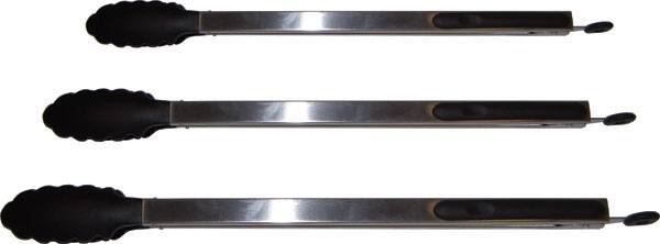 Black Stainless Steel Serving Tongs (Set of 3)