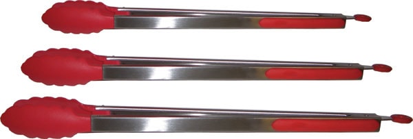 Red Stainless Steel Serving Tongs (set Of 3)