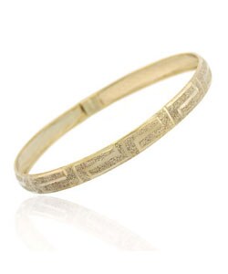 Mondevio 18k Gold over Silver Greek Key Flex Bangle