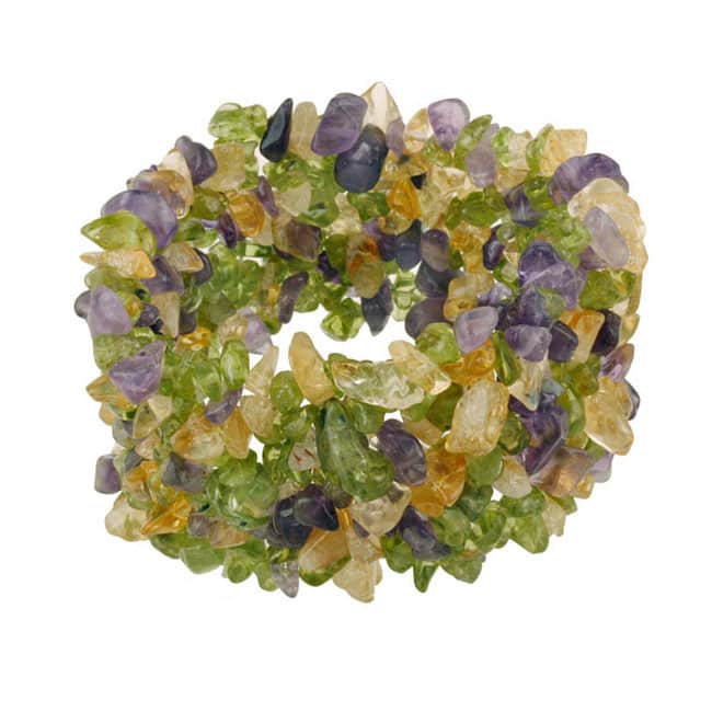 Glitzy Rocks Multi-row Gemstone Chip Stretch Bracelet