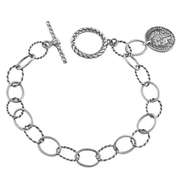 Fremada Oxidized Sterling Silver Lady Coin Charm Bracelet On Fremada Oxidized Sterling Silver Lady Coin Charm Bracelet