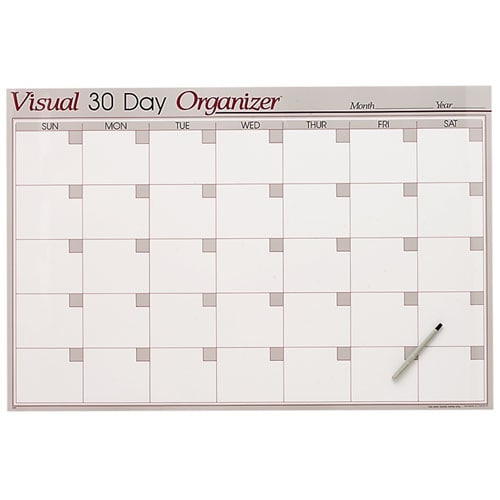 Erasable Wall Calendar, 30Day Grid, Undated, 36''x24'', Gray (Each
