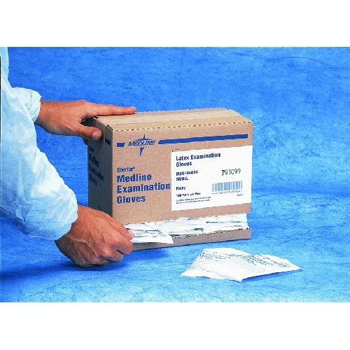 Medline Powder free Single Sterile Small Vinyl Exam Glove (bulk pack of 400) Medline Exam Gloves
