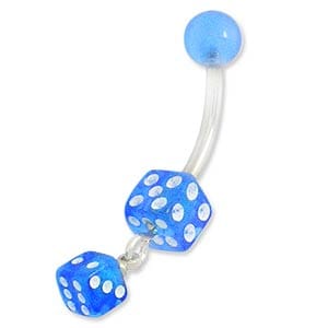 Acrylic/ Stainless Steel Dangling Dice Curved Barbell (Set of 5 