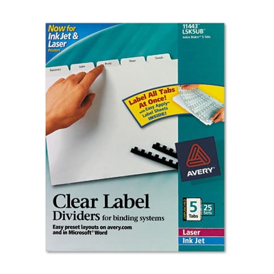 Avery 11444 Index Maker Clear Label Divider Set (Pack of 5 