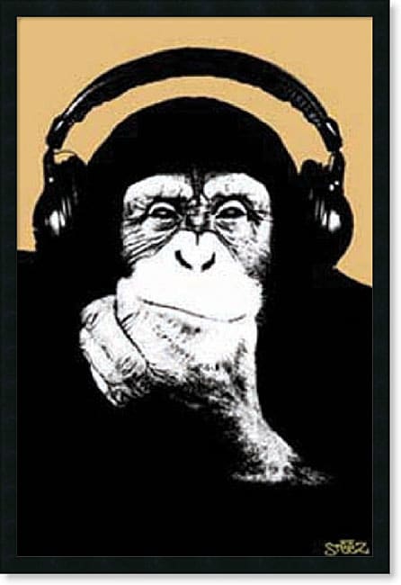 Steez Headphones Monkey Framed Posterz  
