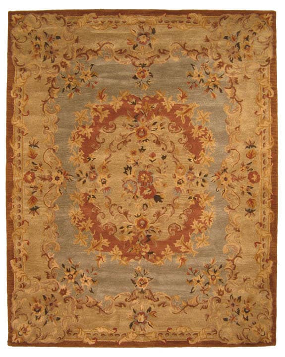 Hand tufted Blue Aubusson Wool Rug (5 x 8)  