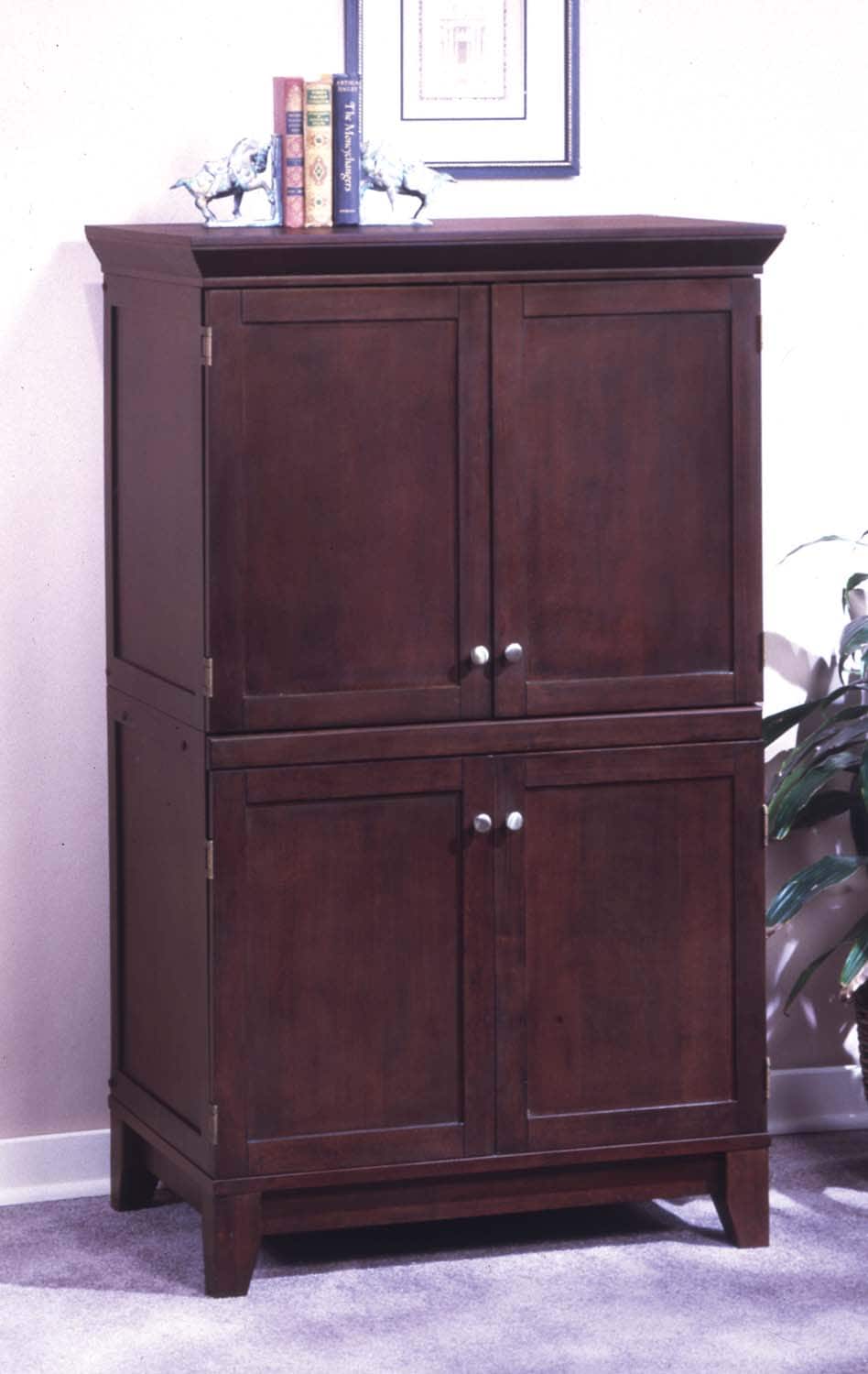 Computer Armoire with Coffee Finish  