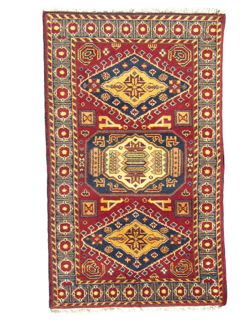 Indo Kazak Hand knotted Red/Gray Rug (3 x 5)