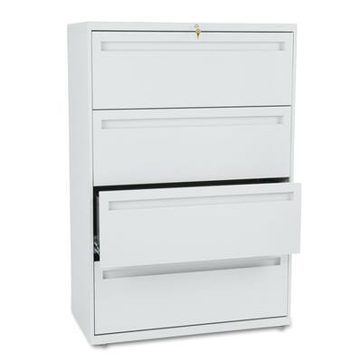 HON 700 Series 36-Inch-Wide Light Gray Four-Drawer Lateral File Cabinet