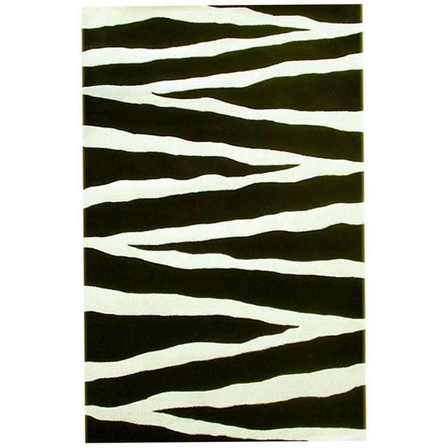 Hand-tufted Zebra Stripe Wool Rug (5' x 8')