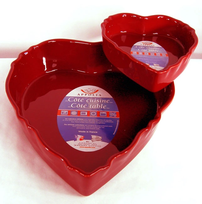 French Ceramic Red Heart Bakeware Set  ™ Shopping   Great