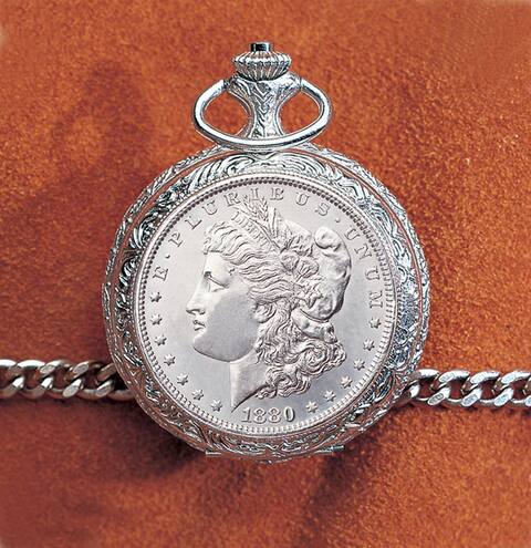American Coin Treasures Morgan Silver Dollar Pocket Watch