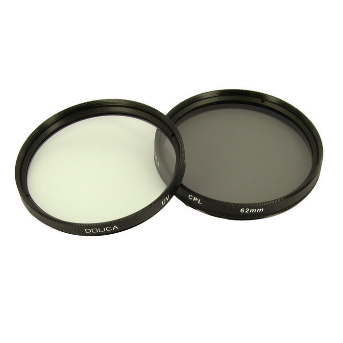 Dolica 62mm UV and CPL Camera Lens Filter Kit  