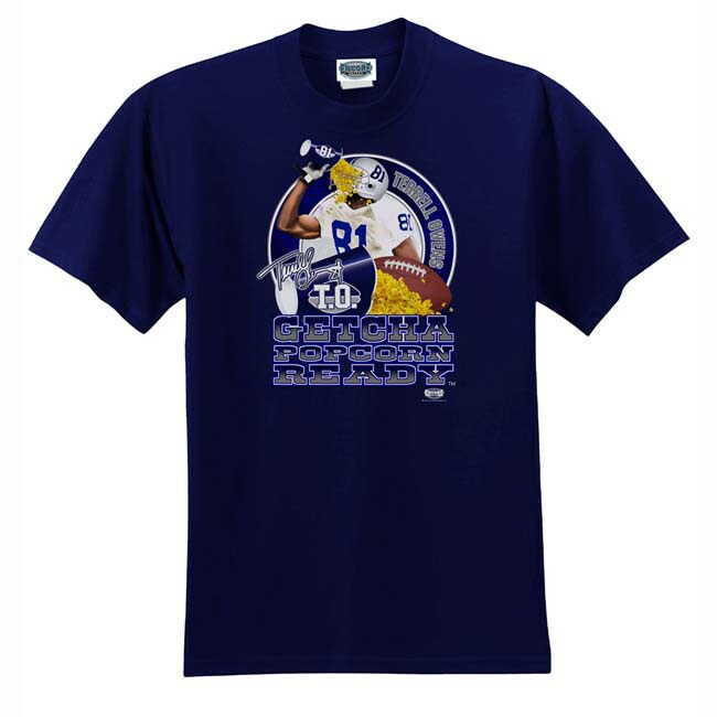 Terrell Owens 'Getcha Popcorn Ready' Navy T-shirt - Free Shipping On ...