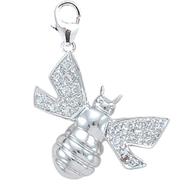 14k White Gold 1/10ct TDW Diamond Bumblebee Charm  