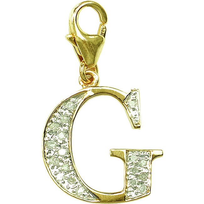 14k Gold 1/10ct TDW Diamond Letter G Charm  