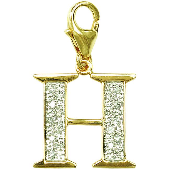 14k Gold 1/10ct TDW Diamond Letter H Charm  