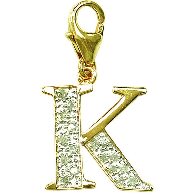 14k Gold 1/10ct TDW Diamond Letter K Charm  