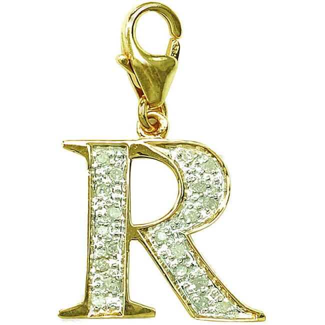 14k Gold 1/10ct TDW Diamond Letter R Charm  