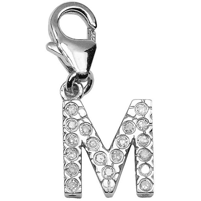 14k White Gold 1/10ct TDW Diamond Letter M Charm  