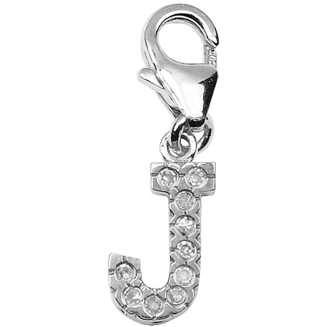 14k White Gold 1/10ct TDW Diamond Letter J Charm  