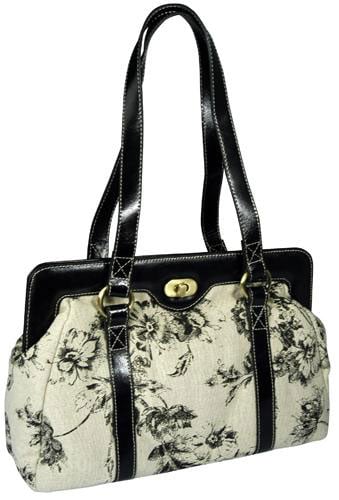 Lily Waters Womens Black/ White Shoulder Tote  