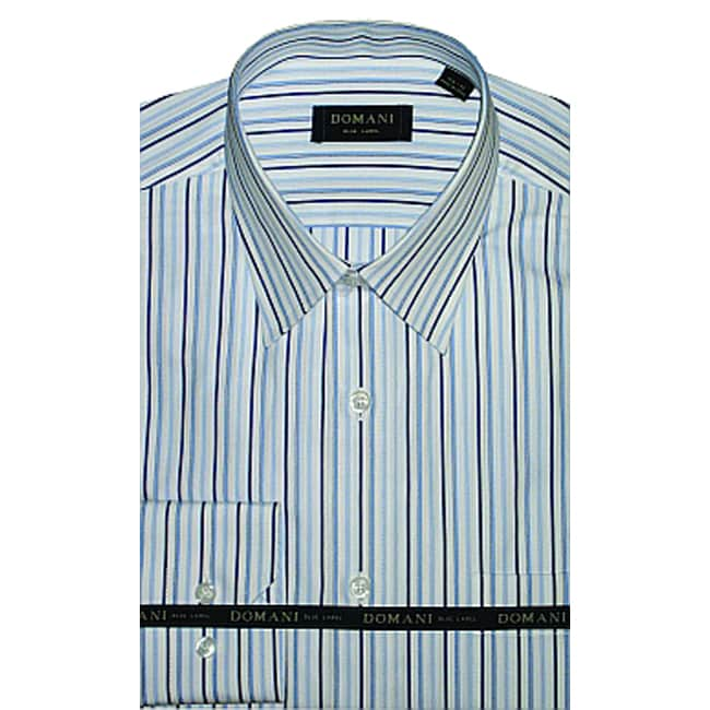 Domani Blue Label Mens Navy and Blue Dress Shirt  