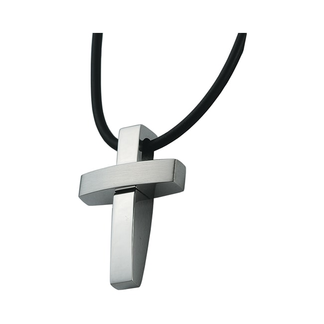 Stainless Steel Large Modern Cross Necklace  