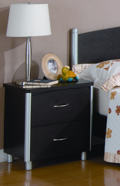 Contemporary Metal Accent 2 drawer Nightstand  