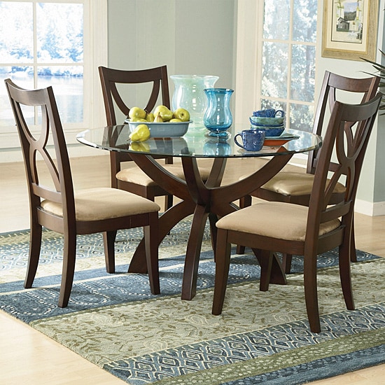 Avalon 5 piece Round Glass Dining Set  