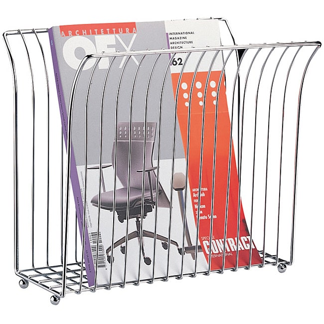 Wide Top Chrome Magazine Rack  