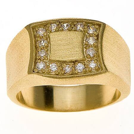 Yellow Gold Overlay Men's Signet Ring by Simon Frank Designs