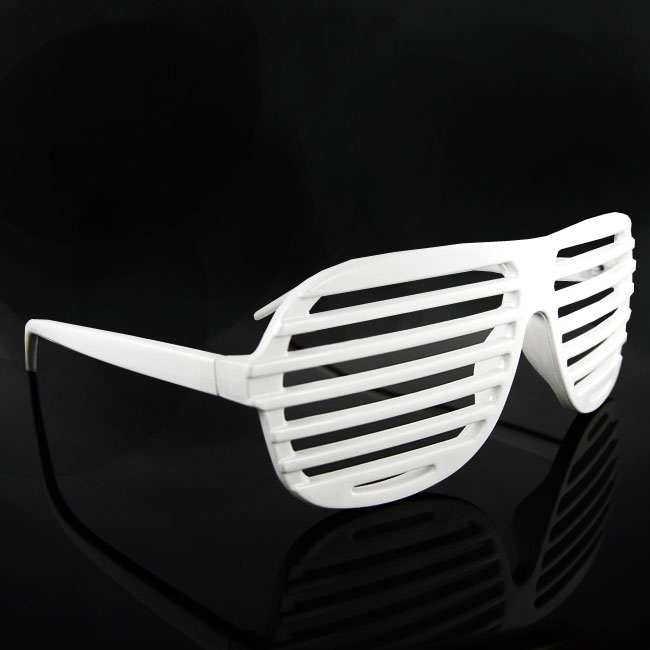 White Plastic Slatted Shades Sunglasses  