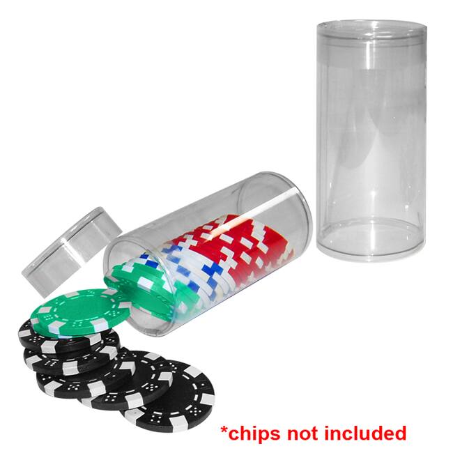 Clear Poker Chip Tubes with Lids (Set of 15)