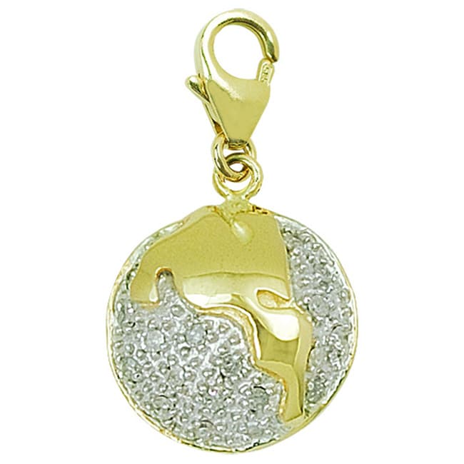 14k Yellow Gold 1/10ct TDW Diamond Globe Charm  