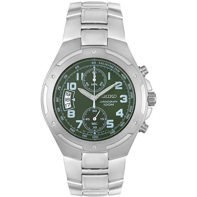 Seiko Mens Chronograph Green Dial Watch  ™ Shopping   Big