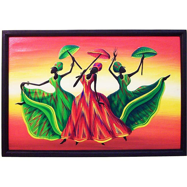 Handcrafted Umbrella Dancers Painting (Indonesia)